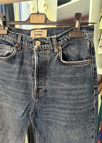 Reformation Düğmeli Denim Kadın Jean pantolon - Görsel 4