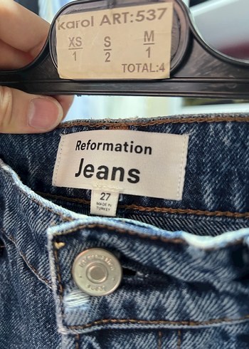 Reformation Düğmeli Denim Kadın Jean pantolon - Görsel 5
