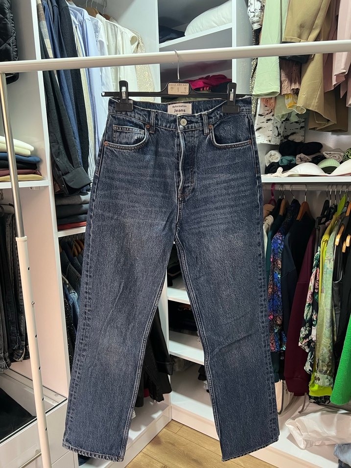 Reformation Düğmeli Denim Kadın Jean pantolon - Görsel 3