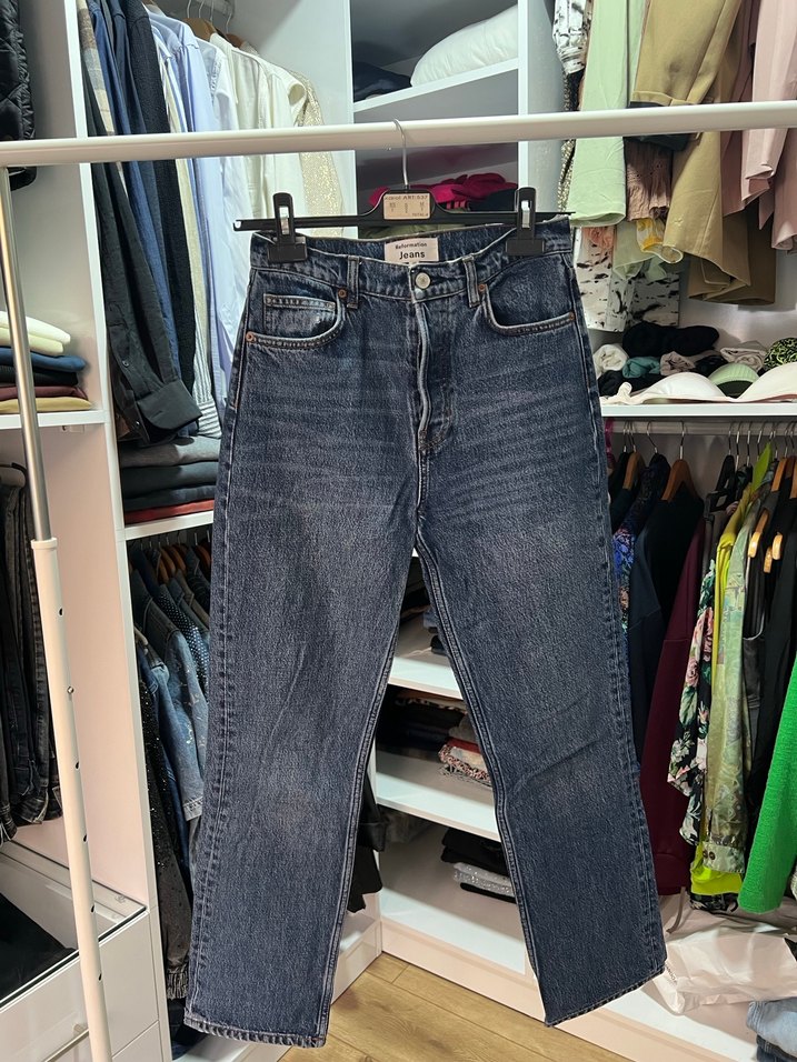 Reformation Düğmeli Denim Kadın Jean pantolon - Görsel 2