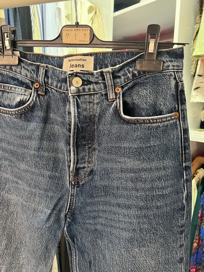 Reformation Düğmeli Denim Kadın Jean pantolon - Görsel 4