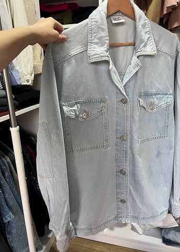 Gri Düğmeli Kadın Denim Ceket - Görsel 11