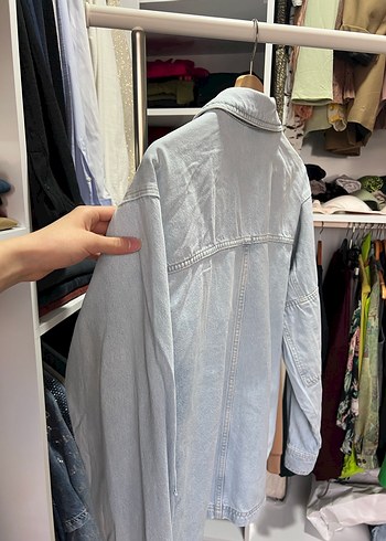 Gri Düğmeli Kadın Denim Ceket - Görsel 7