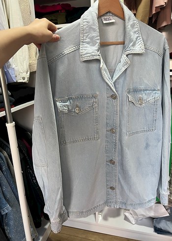 Gri Düğmeli Kadın Denim Ceket - Görsel 12