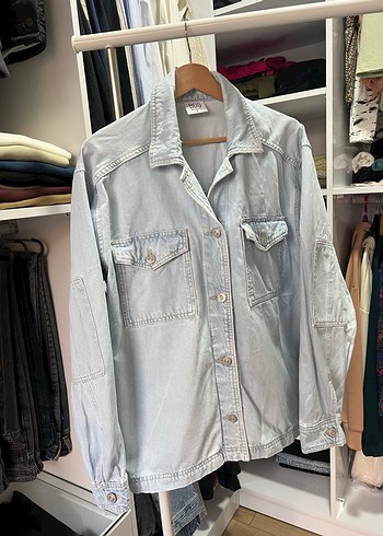 Gri Düğmeli Kadın Denim Ceket - Görsel 2