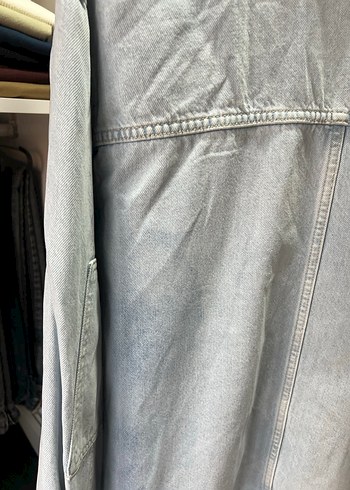 Gri Düğmeli Kadın Denim Ceket - Görsel 9