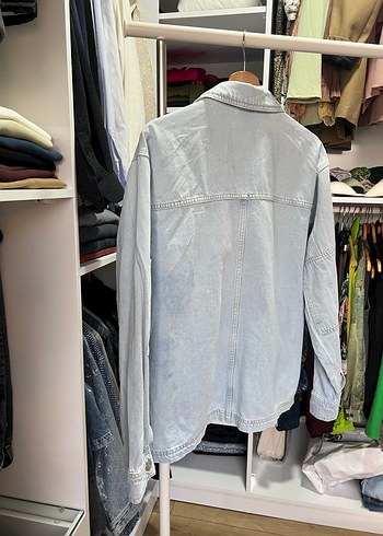 Gri Düğmeli Kadın Denim Ceket - Görsel 6