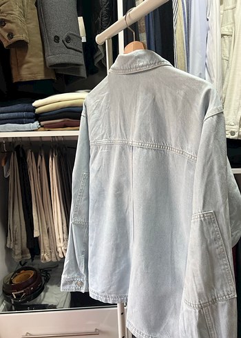 Gri Düğmeli Kadın Denim Ceket - Görsel 8