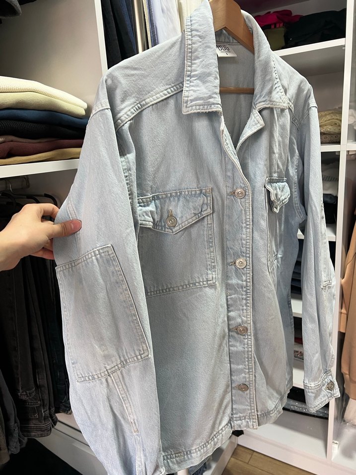 Gri Düğmeli Kadın Denim Ceket - Görsel 3