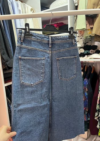 Kadın Mavi Kot Midi Etek - Görsel 6