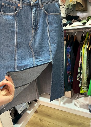 Kadın Mavi Kot Midi Etek - Görsel 3