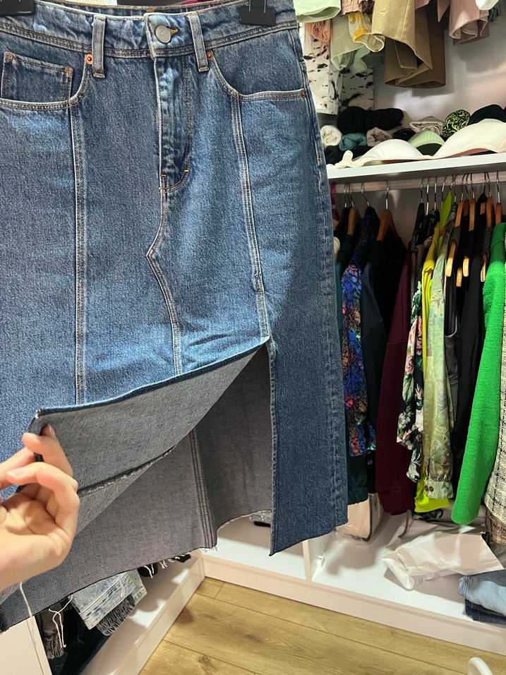 Kadın Mavi Kot Midi Etek - Görsel 4