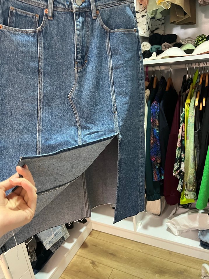 Kadın Mavi Kot Midi Etek - Görsel 3