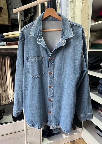 Good American Düğmeli Mavi Denim Kadın Ceket - Görsel 2