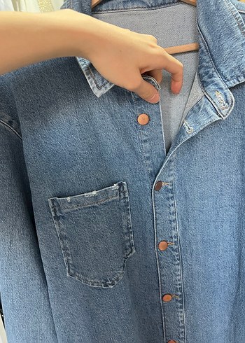 Good American Düğmeli Mavi Denim Kadın Ceket - Görsel 3