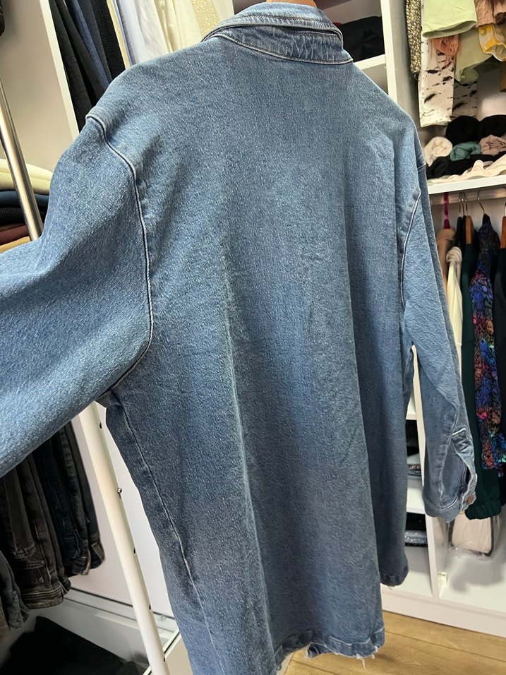 Good American Düğmeli Mavi Denim Kadın Ceket - Görsel 5