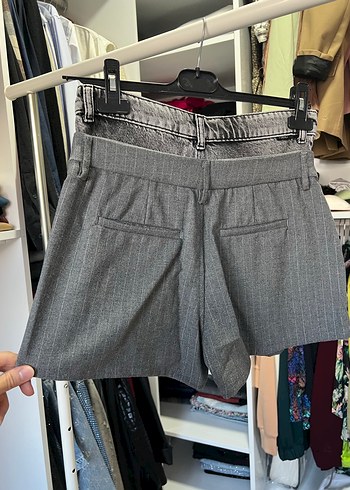 Gri Pilili Mini Kot Etek - Görsel 3