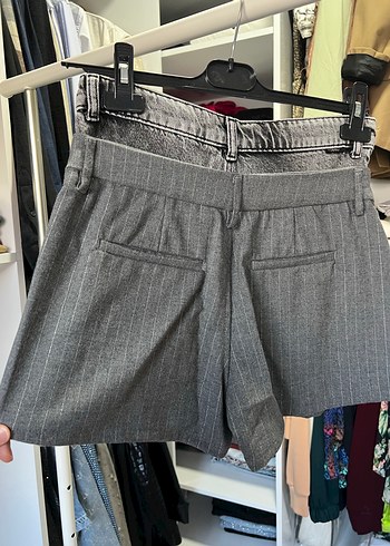 Gri Pilili Mini Kot Etek - Görsel 5