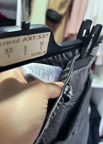 Gri Pilili Mini Kot Etek - Görsel 7