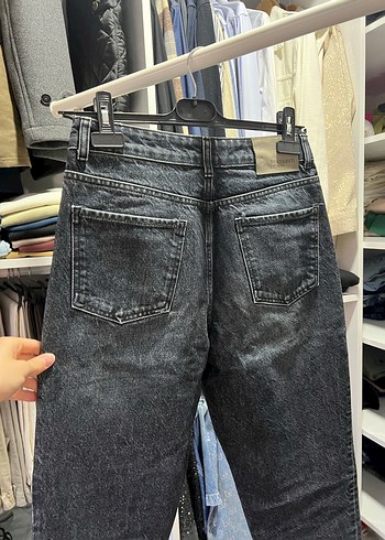 Gri Bol Kesim Midi Kot Pantolon - Görsel 8