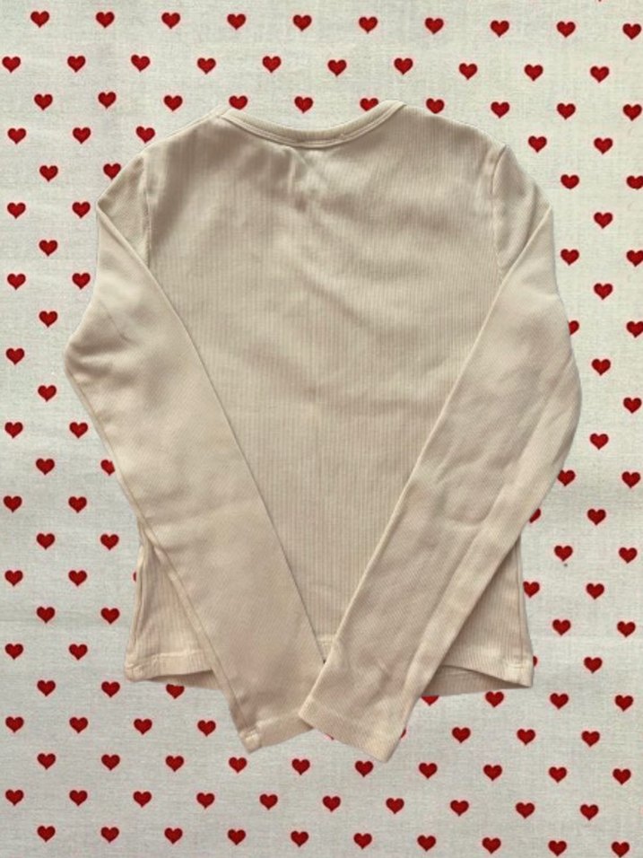 Bershka uzun kollu krem üst - Görsel 3