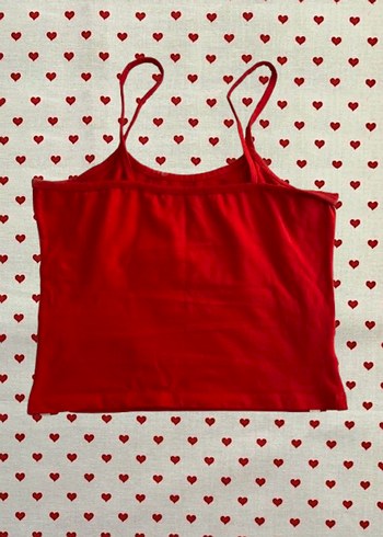 Kırmızı Baskılı İnce Askılı Kadın Atlet - Görsel 2