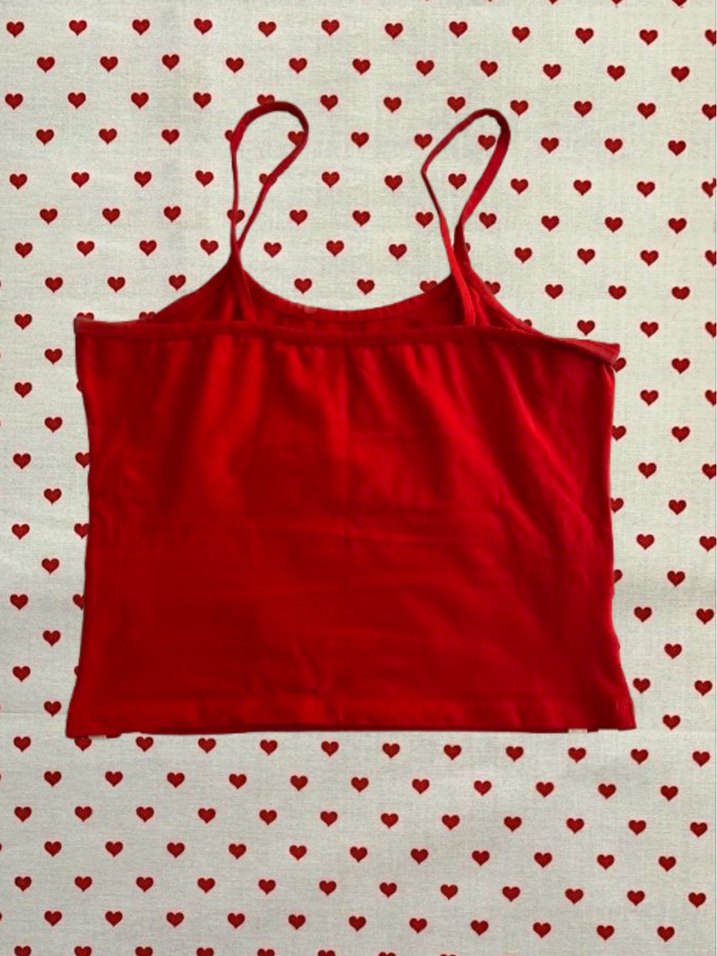 Kırmızı Baskılı İnce Askılı Kadın Atlet - Görsel 2