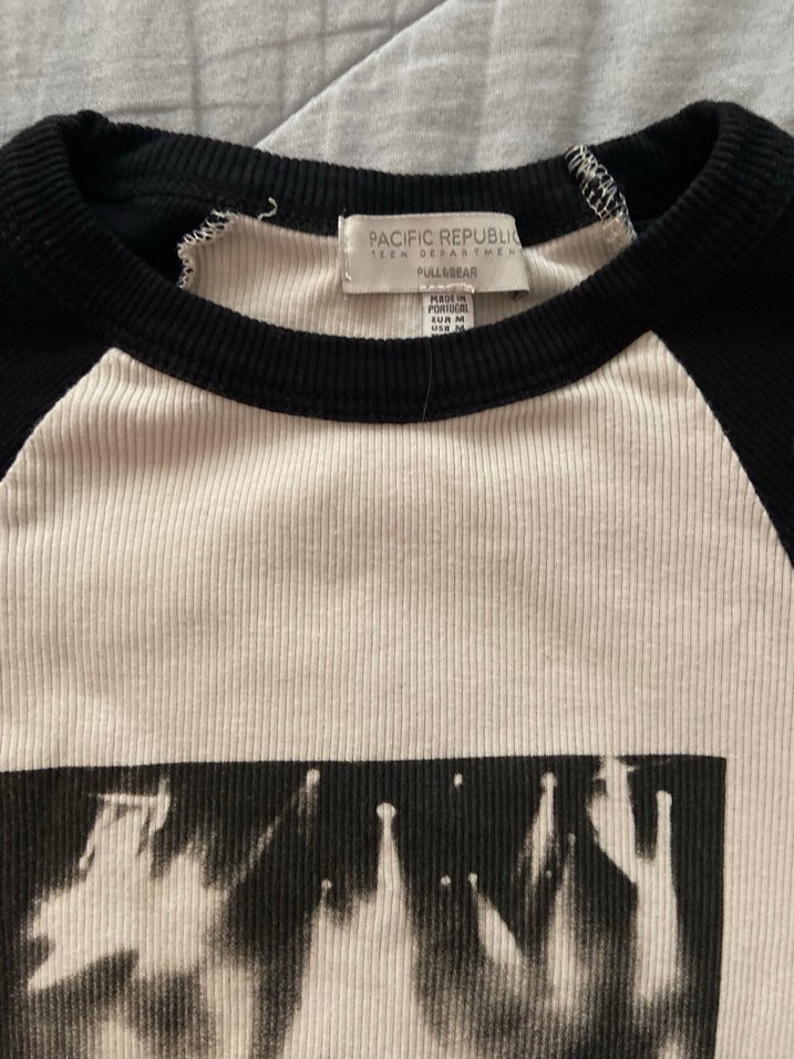 Pull&Bear New York Tour baskılı siyah/beyaz tişört - Görsel 2