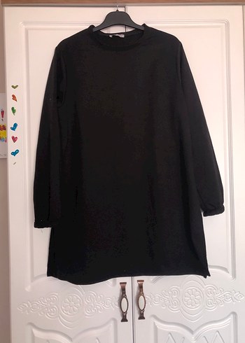 Diğer Siyah Uzun Kollu Midi Basic Tunik