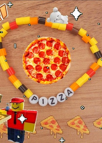 Pizza temalı single kandi bileklik