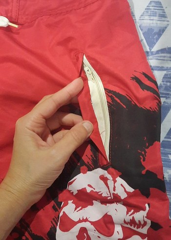 l Beden kırmızı Renk Kırmızı Baskılı Erkek Midi Yüzme Şortu
