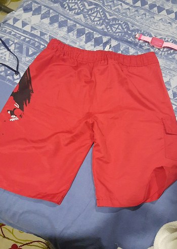 Kırmızı Baskılı Erkek Midi Yüzme Şortu - Görsel 5