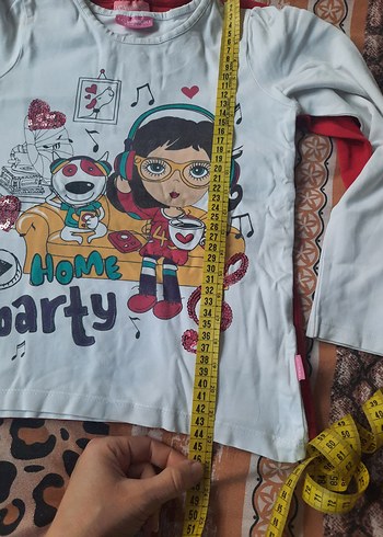 Kız Çocuk Kırmızı Baskılı Kısa Kollu Tişört - Görsel 6