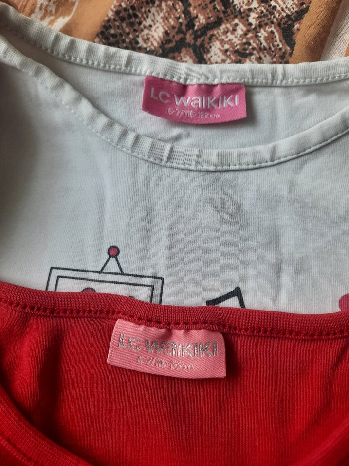 Kız Çocuk Kırmızı Baskılı Kısa Kollu Tişört - Görsel 3