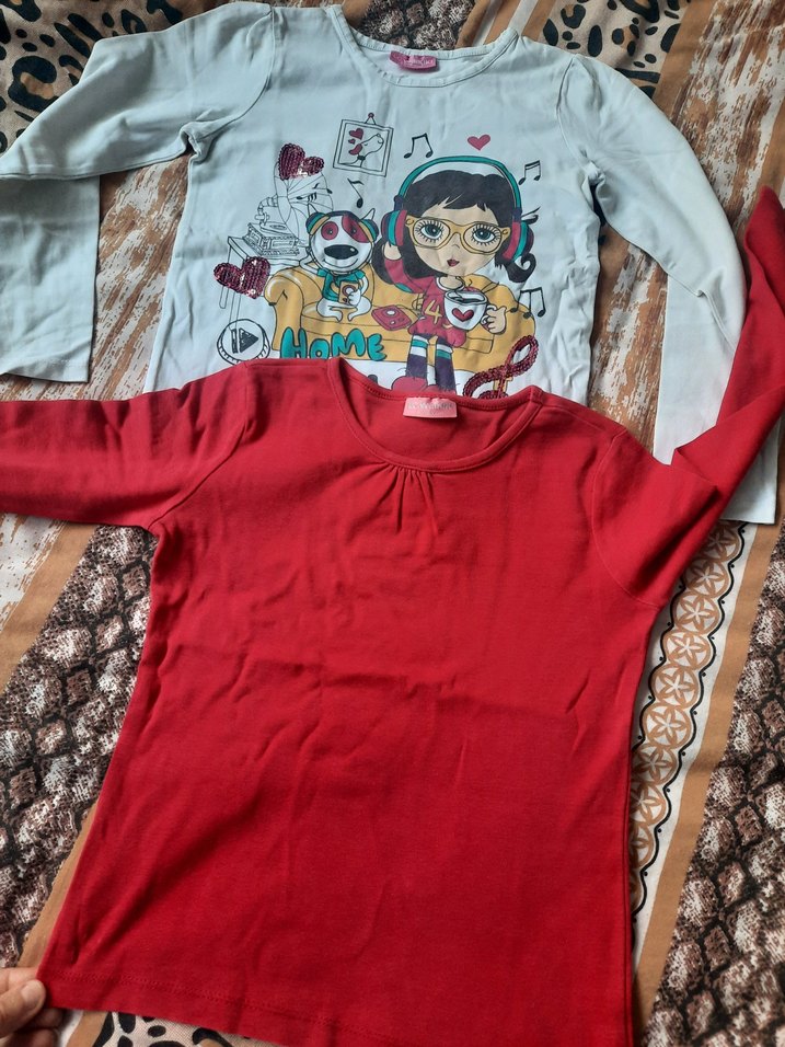 Kız Çocuk Kırmızı Baskılı Kısa Kollu Tişört - Görsel 2