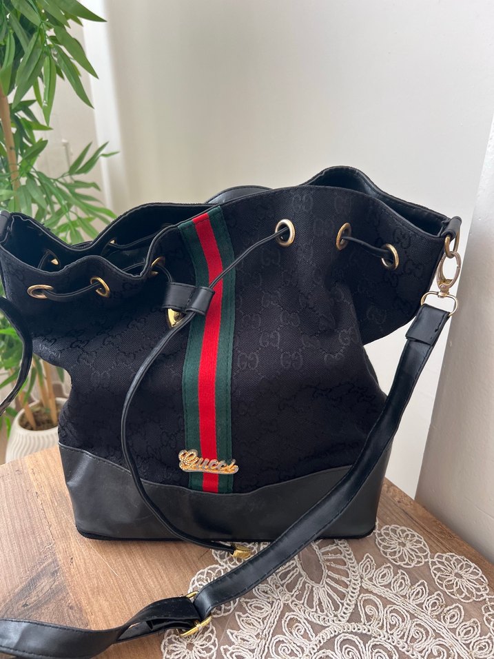 Siyah Baskılı Kadın Süet Çanta - Görsel 3