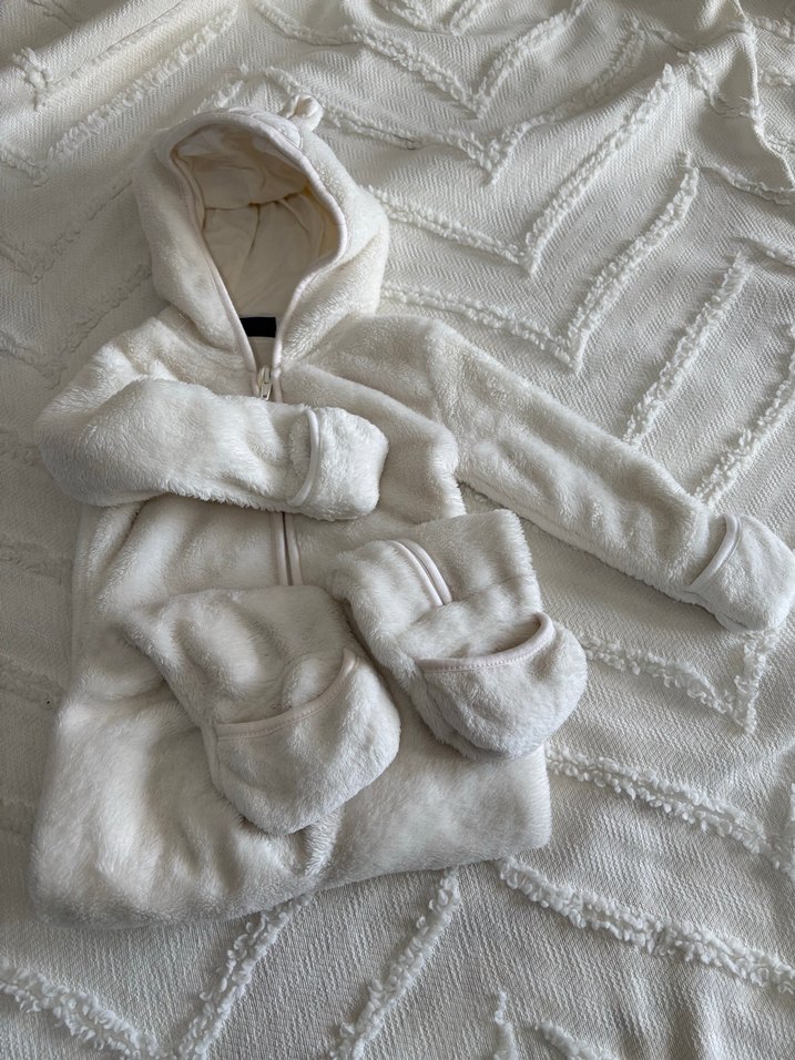 Bebek Peluş Tulum Kapüşonlu - Görsel 4