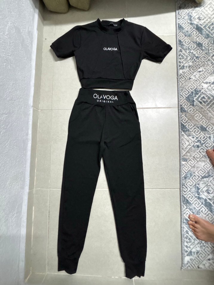 Siyah Kadın Kısa Kollu Spor Tişört Taut Takım - Görsel 2