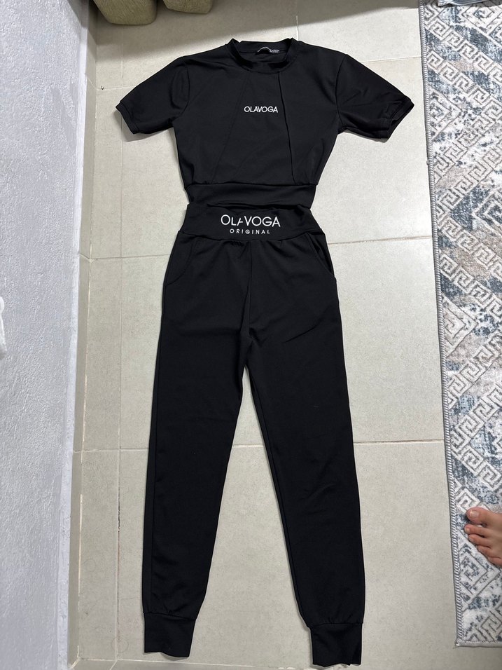 Siyah Kadın Kısa Kollu Spor Tişört Taut Takım - Görsel 3