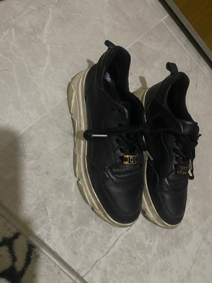 Siyah Yılan Desenli Bağcıklı Stiletto Topuklu Spor Ayakkabı - Görsel 2