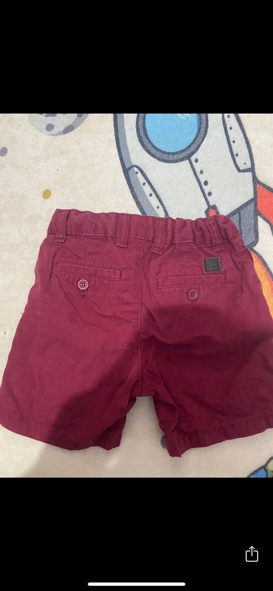 Bordo Düğmeli Erkek Çocuk Şortu - Görsel 3