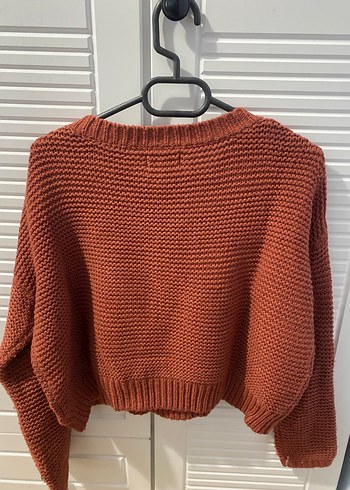 Kahverengi Örgü Kadın Kazak - Görsel 3