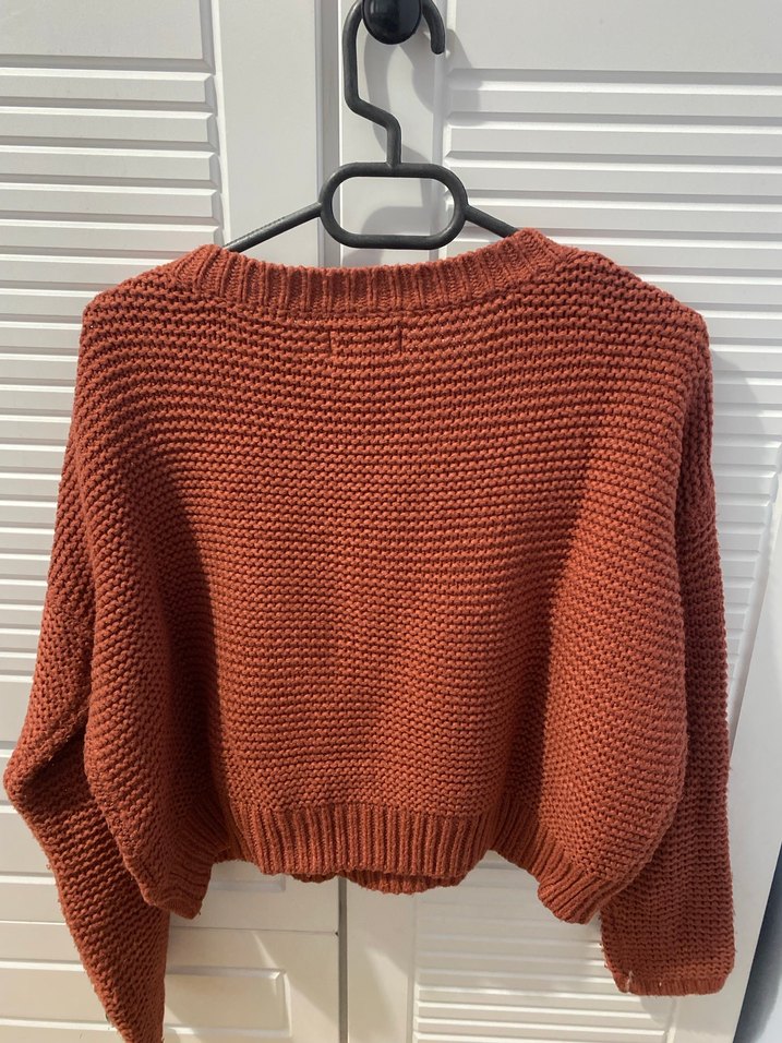 Kahverengi Örgü Kadın Kazak - Görsel 3