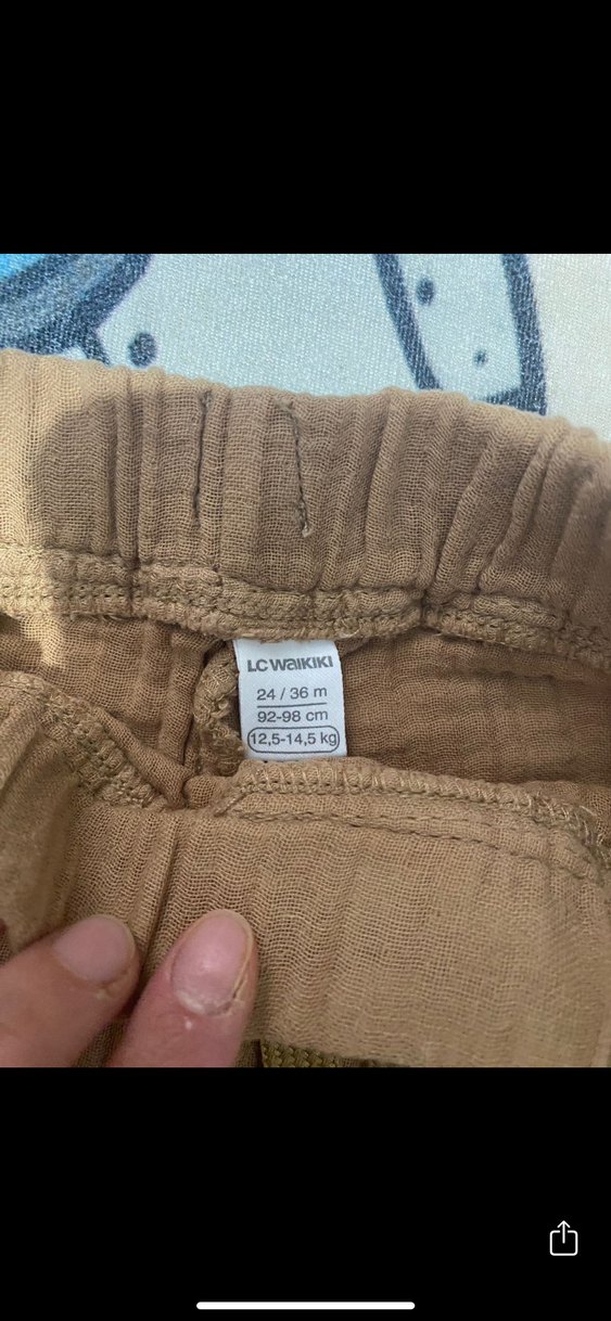 Erkek Çocuk Keten Kemerli Kahverengi Şort - Görsel 3