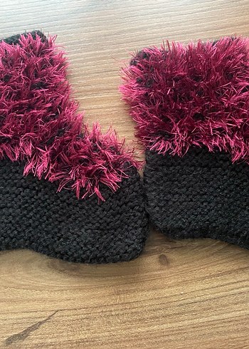 Bordo Kadın Örgü patik - Görsel 3