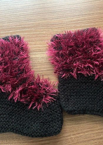 Bordo Kadın Örgü patik - Görsel 2