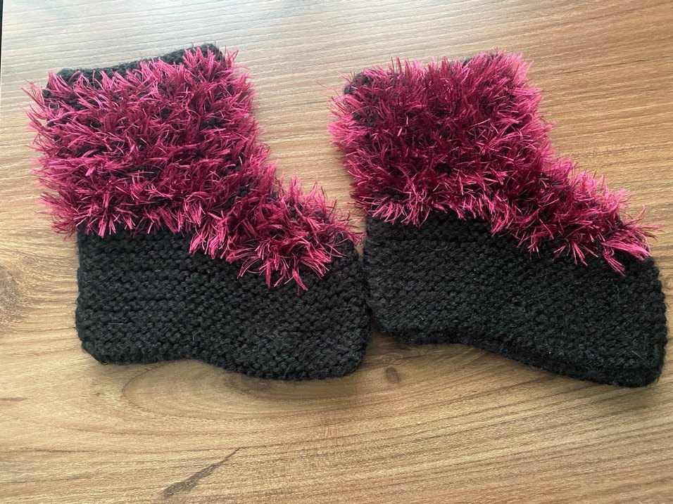 Bordo Kadın Örgü patik - Görsel 3