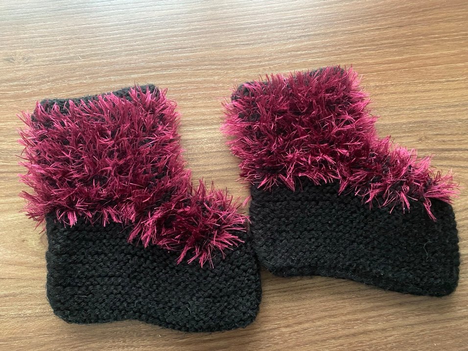 Bordo Kadın Örgü patik - Görsel 2