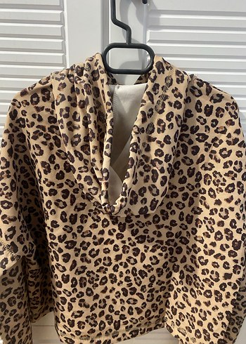 Leopar Desenli Kapüşonlu Kadın Sweatshirt - Görsel 4