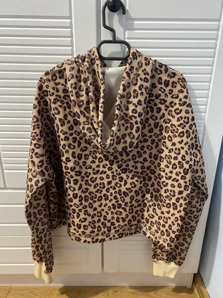 Leopar Desenli Kapüşonlu Kadın Sweatshirt - Görsel 3